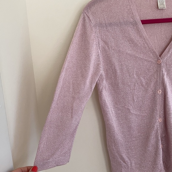 VTG Y2K Womens Cardigan Sz MD Pink Metallic Fairy Coquette Romantic Feminine - Picture 5 of 10